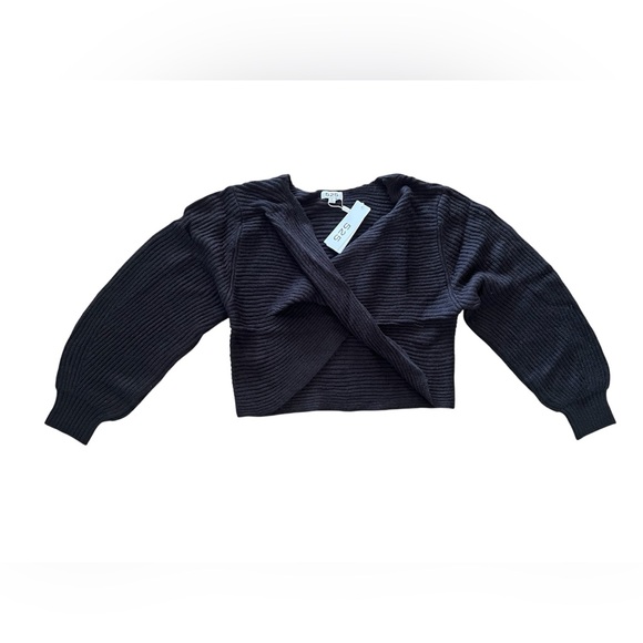525 AMERICA Anthropologie Women's Black Wrap Front Knit V-Neck Sweater Size NEW - Picture 1 of 4